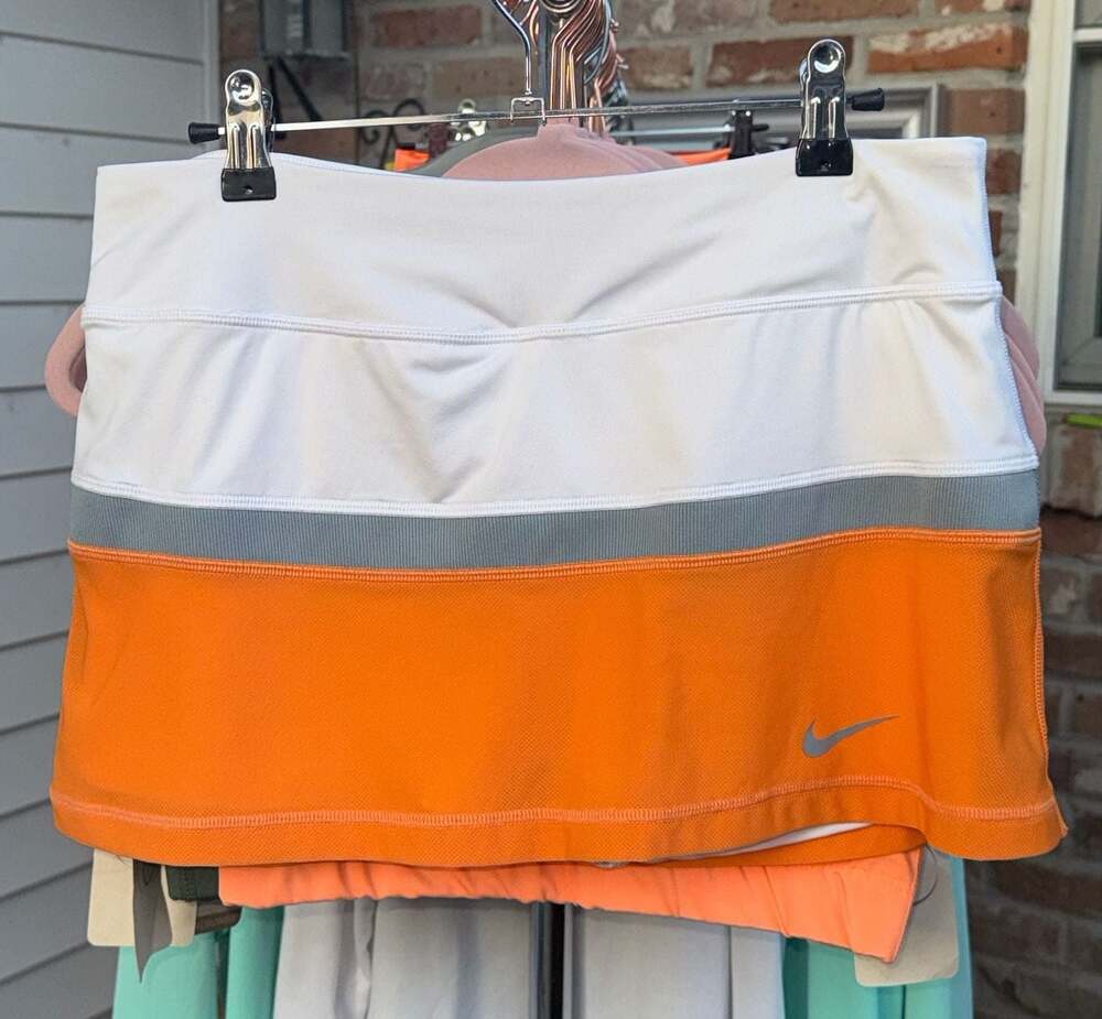 Nike Dri-Fit Colorblock Tennis Skort White Orange Grey Size M